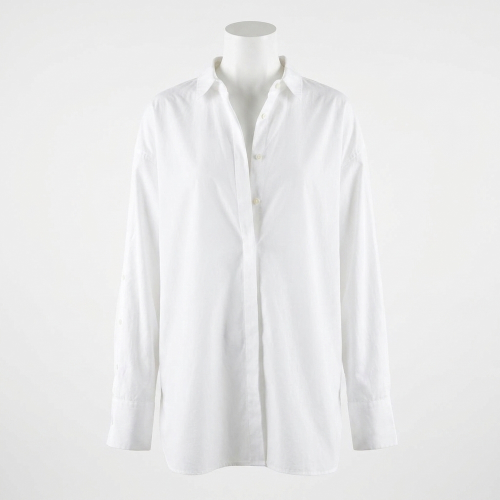 NEW CLOSED women's organic cotton poplin blouse in white